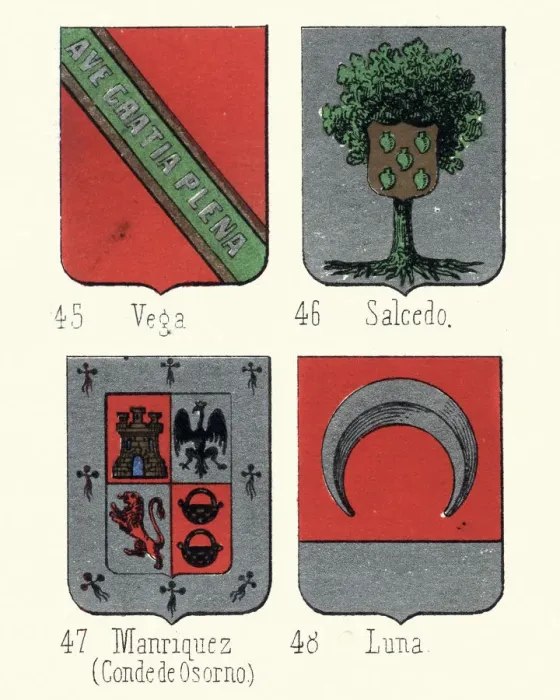 Framed Print : Heraldry Coat of Arms, Vega, Salcedo, Manriquez, Luna