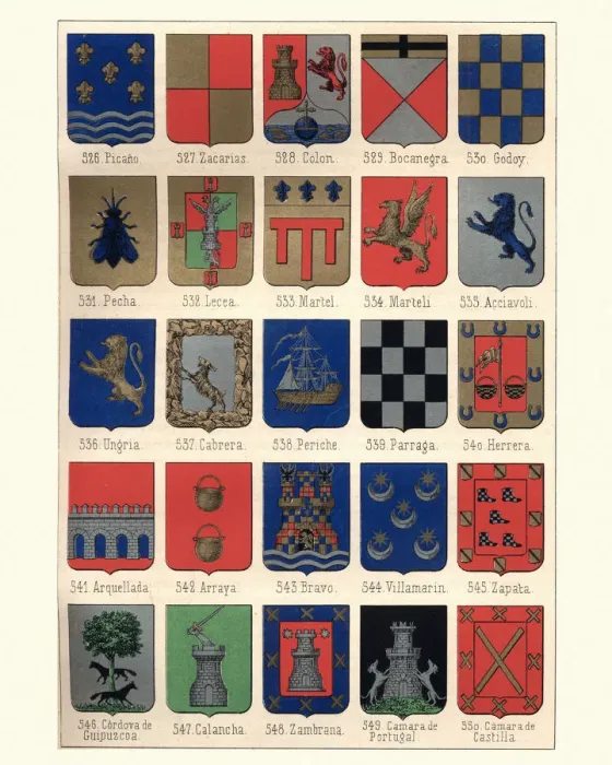 Framed Print : Heraldry, Coats of Arms of Spain Framed Print : Heraldry, Coats of Arms of Spain