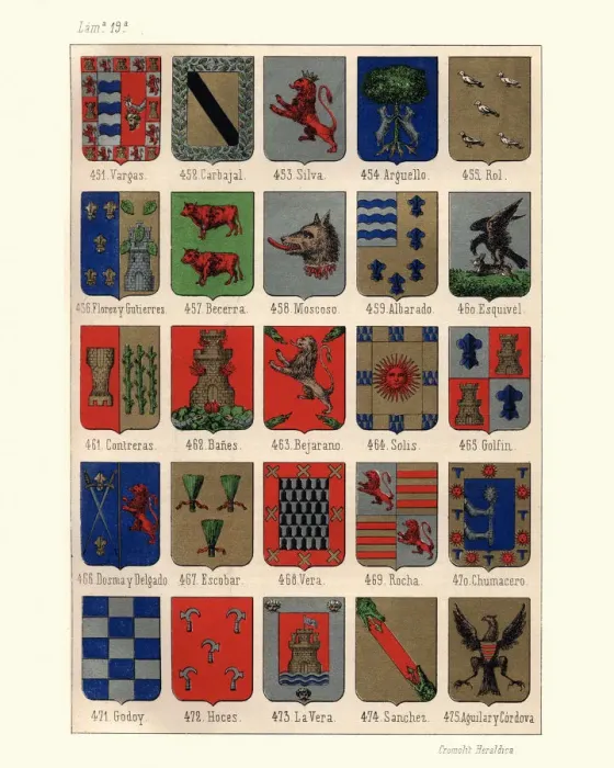 Framed Print : Heraldry, Coats of Arms of Spain