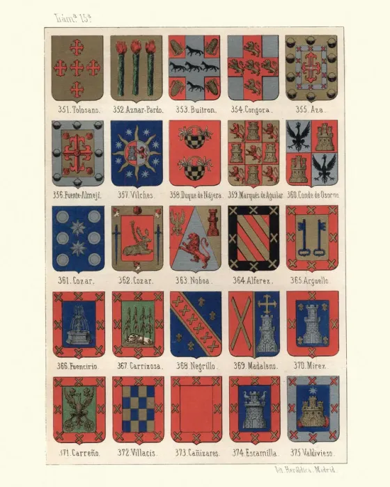 Framed Print : Heraldry, Coats of Arms of Spain Framed Print : Heraldry, Coats of Arms of Spain
