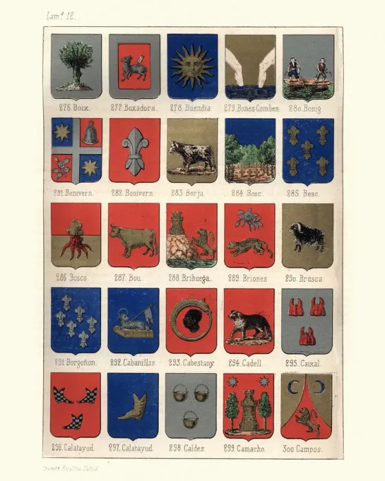 Framed Print : Heraldry, Coats of Arms of Spain