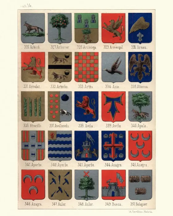 Framed Print : Heraldry, Coats of Arms of Spain