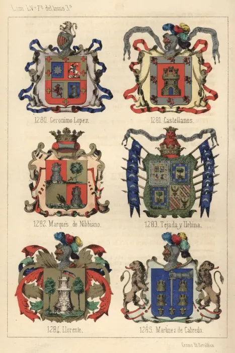 Framed Print : Heraldry, Coats of Arms of Spain, 19th Century Framed Print : Heraldry, Coats of Arms of Spain, 19th Century