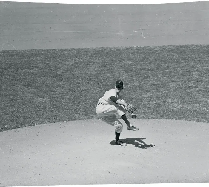 Framed Print : Herb Score with His Leg in Pitching Stance Framed Print : Herb Score with His Leg in Pitching Stance