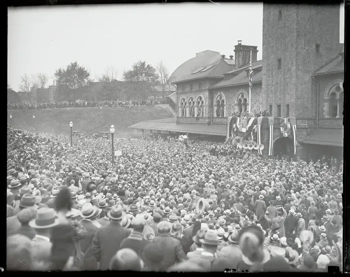 Framed Print : Herbert Hoover Addressing Crowd Framed Print : Herbert Hoover Addressing Crowd