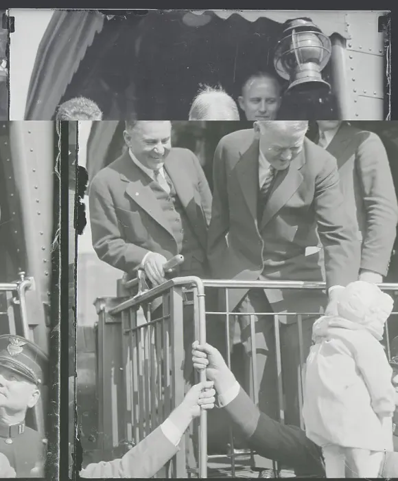 Framed Print : Herbert Hoover Greeting Baby Framed Print : Herbert Hoover Greeting Baby