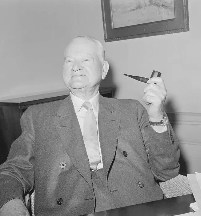 Framed Print : Herbert Hoover Holding Pipe Framed Print : Herbert Hoover Holding Pipe