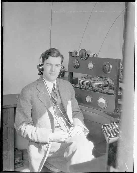 Framed Print : Herbert Hoover Jr. Listening to Headset Framed Print : Herbert Hoover Jr. Listening to Headset