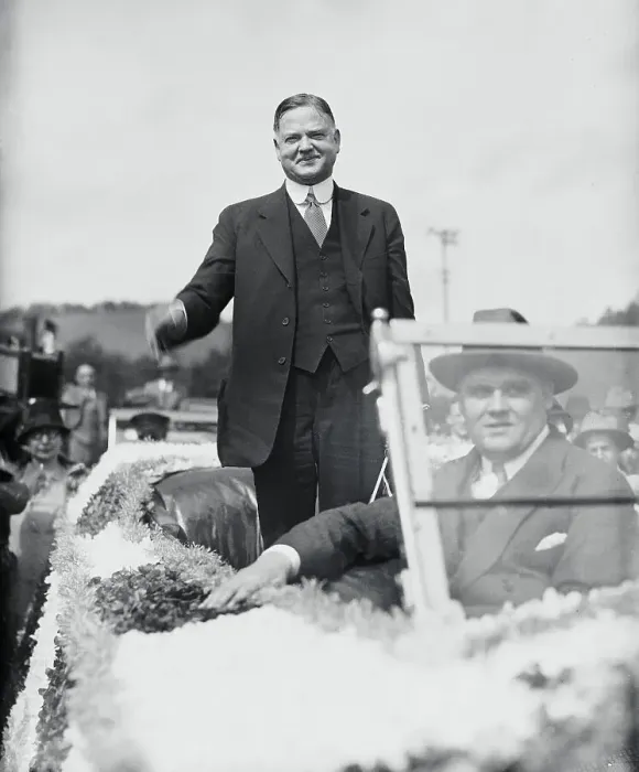 Framed Print : Herbert Hoover Posing in Car Framed Print : Herbert Hoover Posing in Car