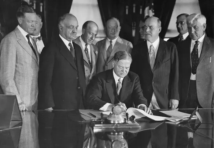 Framed Print : Herbert Hoover Signing Farm Relief Bill