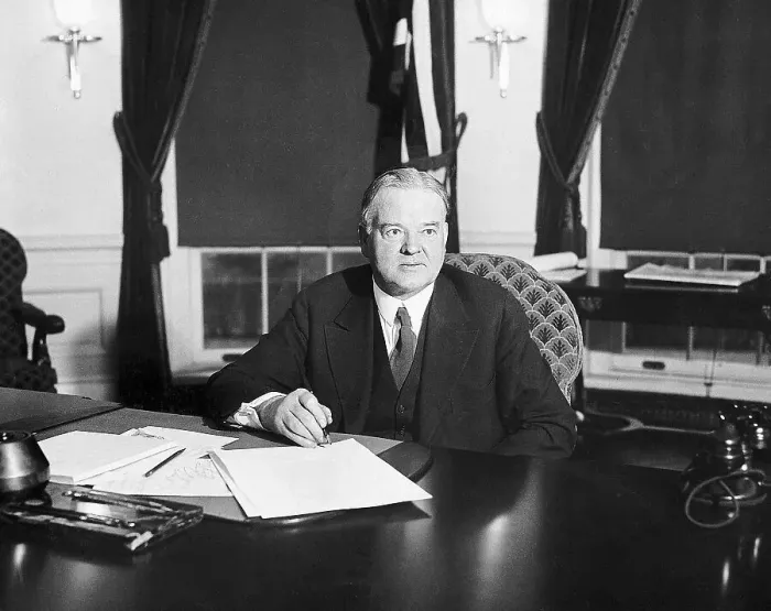 Framed Print : Herbert Hoover Signs Paper At Desk Framed Print : Herbert Hoover Signs Paper At Desk