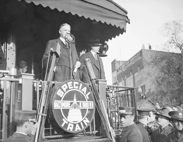 Framed Print : Herbert Hoover Speaking
