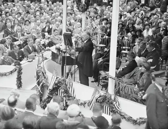 Framed Print : Herbert Hoover Speaking at Ceremonies Framed Print : Herbert Hoover Speaking at Ceremonies