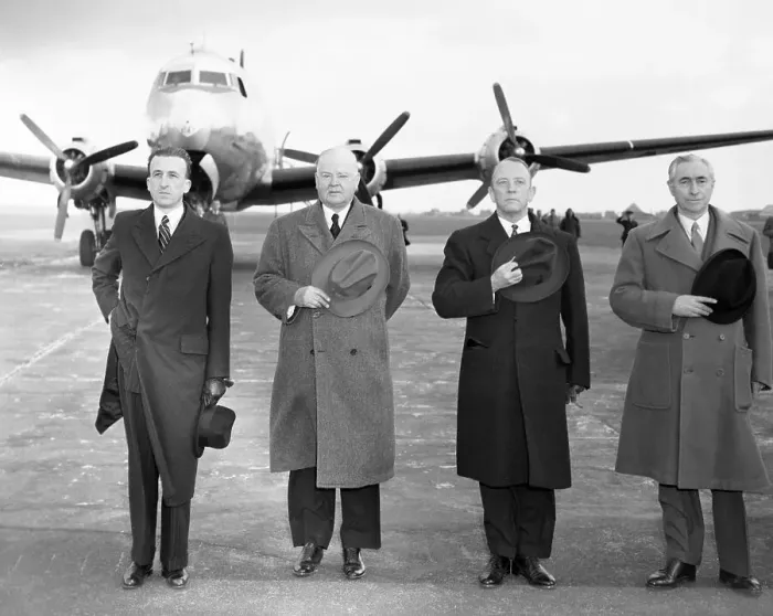 Framed Print : Herbert Hoover and Others Standing at Attention Framed Print : Herbert Hoover and Others Standing at Attention