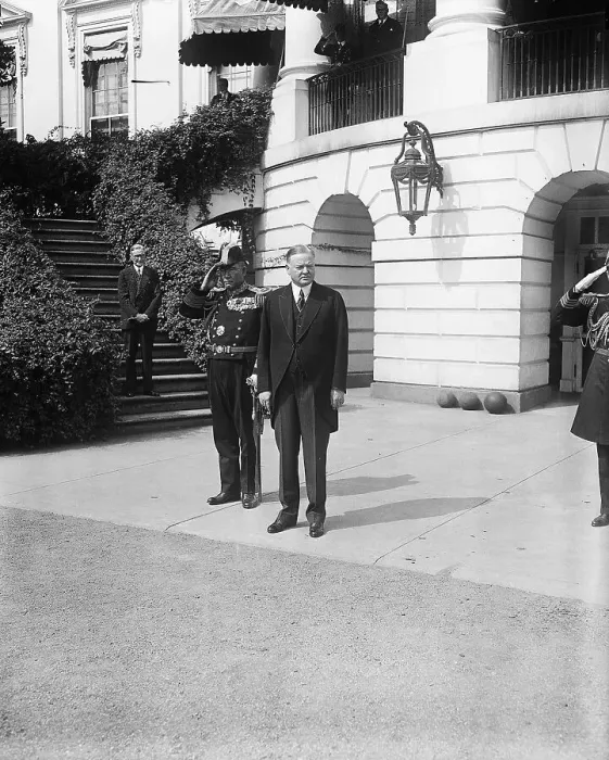 Framed Print : Herbert Hoover at White House with Japanese Admiral Framed Print : Herbert Hoover at White House with Japanese Admiral