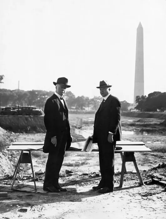 Framed Print : Herbert Hoover and William F. Whiting Surveying Land Framed Print : Herbert Hoover and William F. Whiting Surveying Land