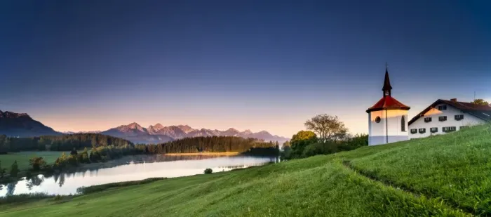 Framed Print : Hergatsried Chapel with Lake Hegratsried in the morning light, near Fussen, Allgau, Bavaria, Germany Framed Print : Hergatsried Chapel with Lake Hegratsried in the morning light, near Fussen, Allgau, Bavaria, Germany