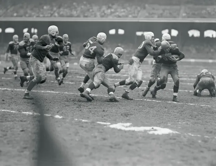 Framed Print : Herman Rohrig Playing Hard During Football Game Framed Print : Herman Rohrig Playing Hard During Football Game