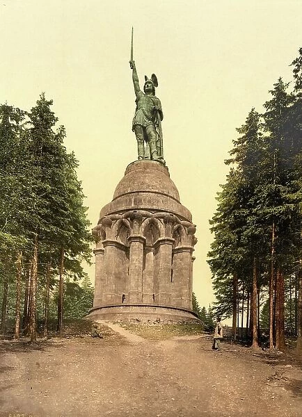 The Hermann Monument near Detmold, Teuteburg Forest, North Rhine-Westphalia, Germany, Historical, Photochrome print from the 1890s