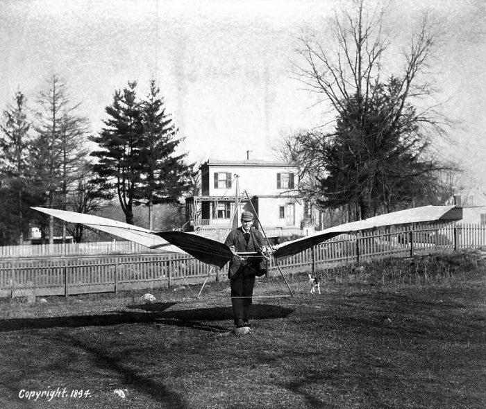 Framed Print : Herring with His Experimental Glider Framed Print : Herring with His Experimental Glider