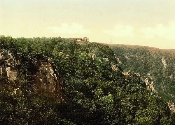 Hexentanzplatz near Bodetal in the Harz Mountains, Saxony-Anhalt, Germany, Historic, photochrome print from the 1890s
