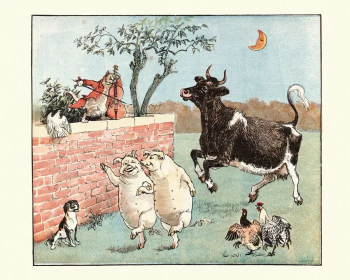 Framed Print : Hey Diddle Diddle, The Cat and the Fiddle, Nursery Rhyme Framed Print : Hey Diddle Diddle, The Cat and the Fiddle, Nursery Rhyme