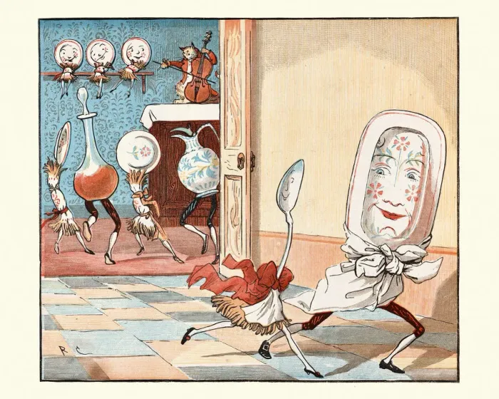 Framed Print : Hey Diddle Diddle, And the dish ran away with the spoon, Nursery Rhyme Framed Print : Hey Diddle Diddle, And the dish ran away with the spoon, Nursery Rhyme