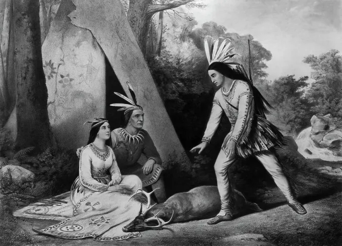 Framed Print : Hiawatha's Wooing by Currier and Ives Framed Print : Hiawatha's Wooing by Currier and Ives