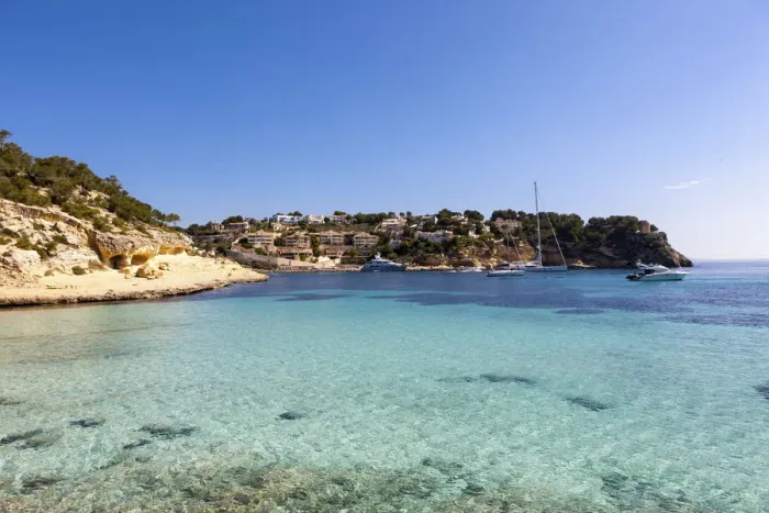 Framed Print : Hidden beach of Portals Vells, Three Finger Bay, Cala Portals Vells, Cala Mago, Majorca, Balearic Islands, Spain, Europe