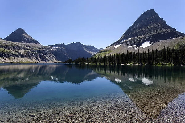 Hidden Lake with Reynolds Mountains and Bearhat Mountains, Glacier National Park, Montana, United States