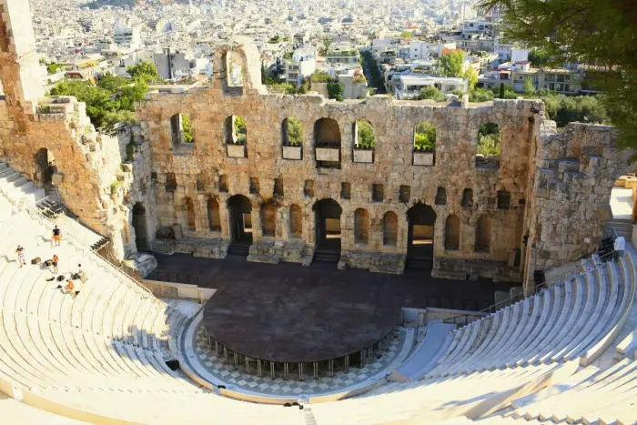 Framed Print : High angle view of an amphitheater, Theater Of Herodes Atticus, Athens, Greece Framed Print : High angle view of an amphitheater, Theater Of Herodes Atticus, Athens, Greece