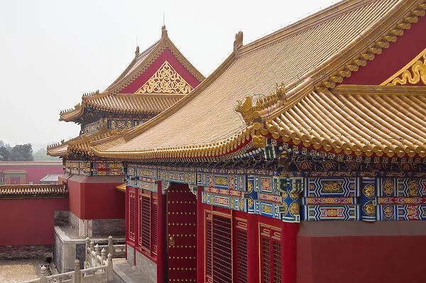 High angle view of the door of a building, Forbidden City, Beijing, China