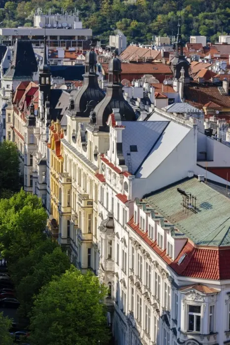 Framed Print : High angle view of Parizska street in Prague Old Town, Czech Republic Framed Print : High angle view of Parizska street in Prague Old Town, Czech Republic
