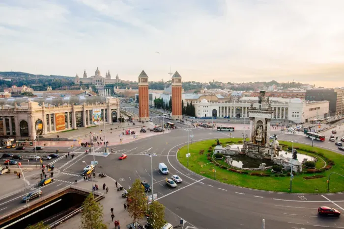 Framed Print : High angle view of Placa D Espanya in Barcelona, Spain Framed Print : High angle view of Placa D Espanya in Barcelona, Spain