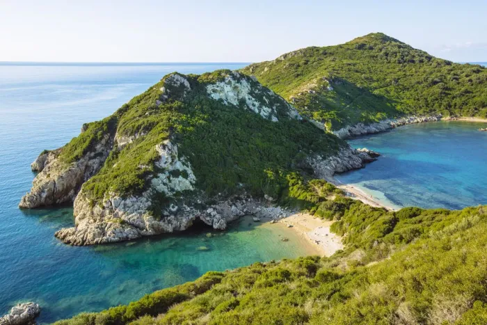 Framed Print : High angle view of Porto Timoni beach, Corfu, Ionian Islands, Greece Framed Print : High angle view of Porto Timoni beach, Corfu, Ionian Islands, Greece