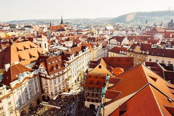 High angle view of Prague Old Town, Czech Republic