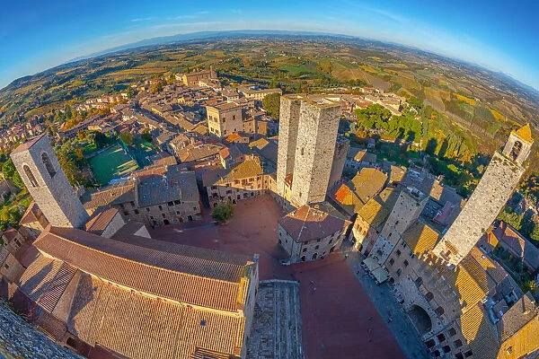 High angle view of San Gimignano, Tuscany, Italy