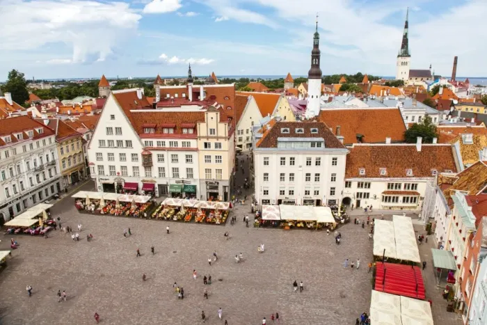 Framed Print : High angle view of Tallinn main square, Estonia