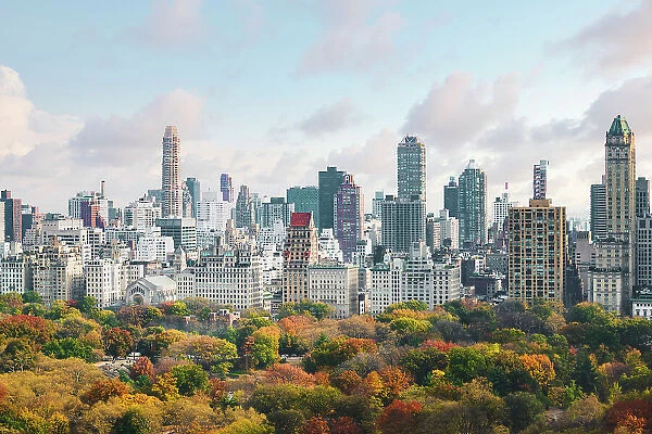 High angle view of Upper West Side Manhattan skyline and Central Park, New York City