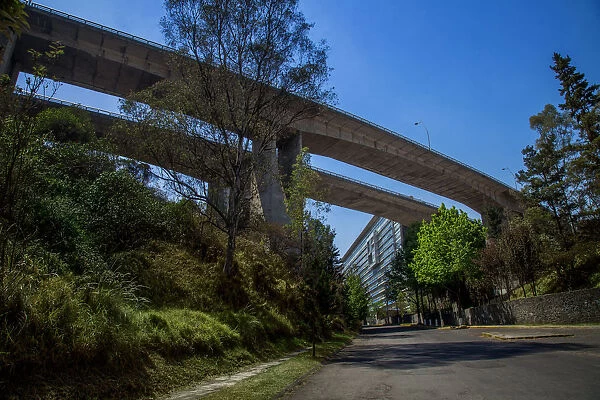High bridge in a residential area of Mexico City