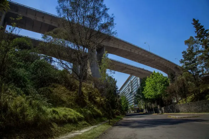 Framed Print : High bridge in a residential area of Mexico City Framed Print : High bridge in a residential area of Mexico City