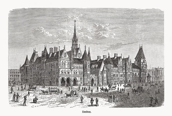 High Court of Justice in London, England, wood engraving, published 1893