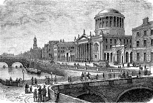 The four high courts, four courts, Dublin, Ireland, in 1860, Historic, digitally restored reproduction of an original 19th century original