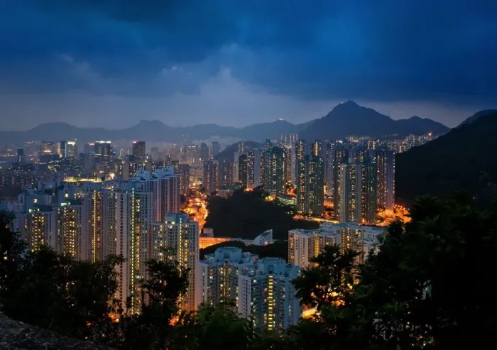 Framed Print : High density of residential area in hongkong Framed Print : High density of residential area in hongkong