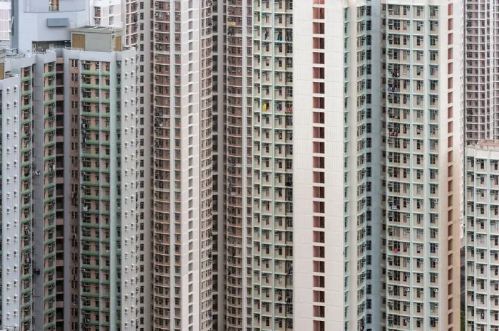 Framed Print : high density of residential blocks in Hong Kong Framed Print : high density of residential blocks in Hong Kong