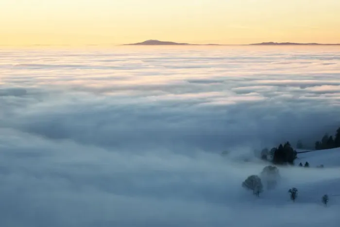 Framed Print : High fog in the Rhine Valley with view on the Vosges, from Schauinsland, Black Forest, Baden-Wuerttemberg, Germany Framed Print : High fog in the Rhine Valley with view on the Vosges, from Schauinsland, Black Forest, Baden-Wuerttemberg, Germany