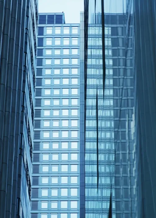 Framed Print : High rise buildings with glass facades Framed Print : High rise buildings with glass facades