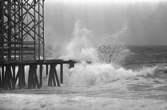 Framed Print : High Waves Crash On Boardwalk Pier Framed Print : High Waves Crash On Boardwalk Pier