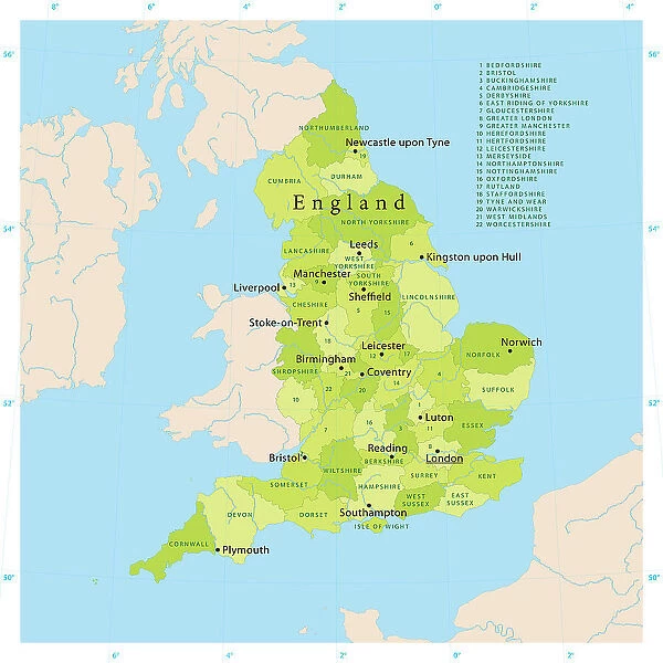 Highly detailed vector map of England