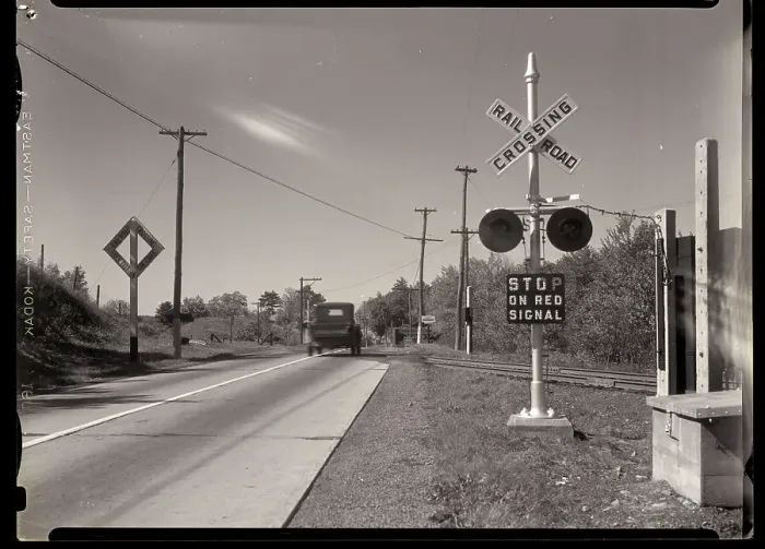 Framed Print : Highway And Railroad Crossing Framed Print : Highway And Railroad Crossing